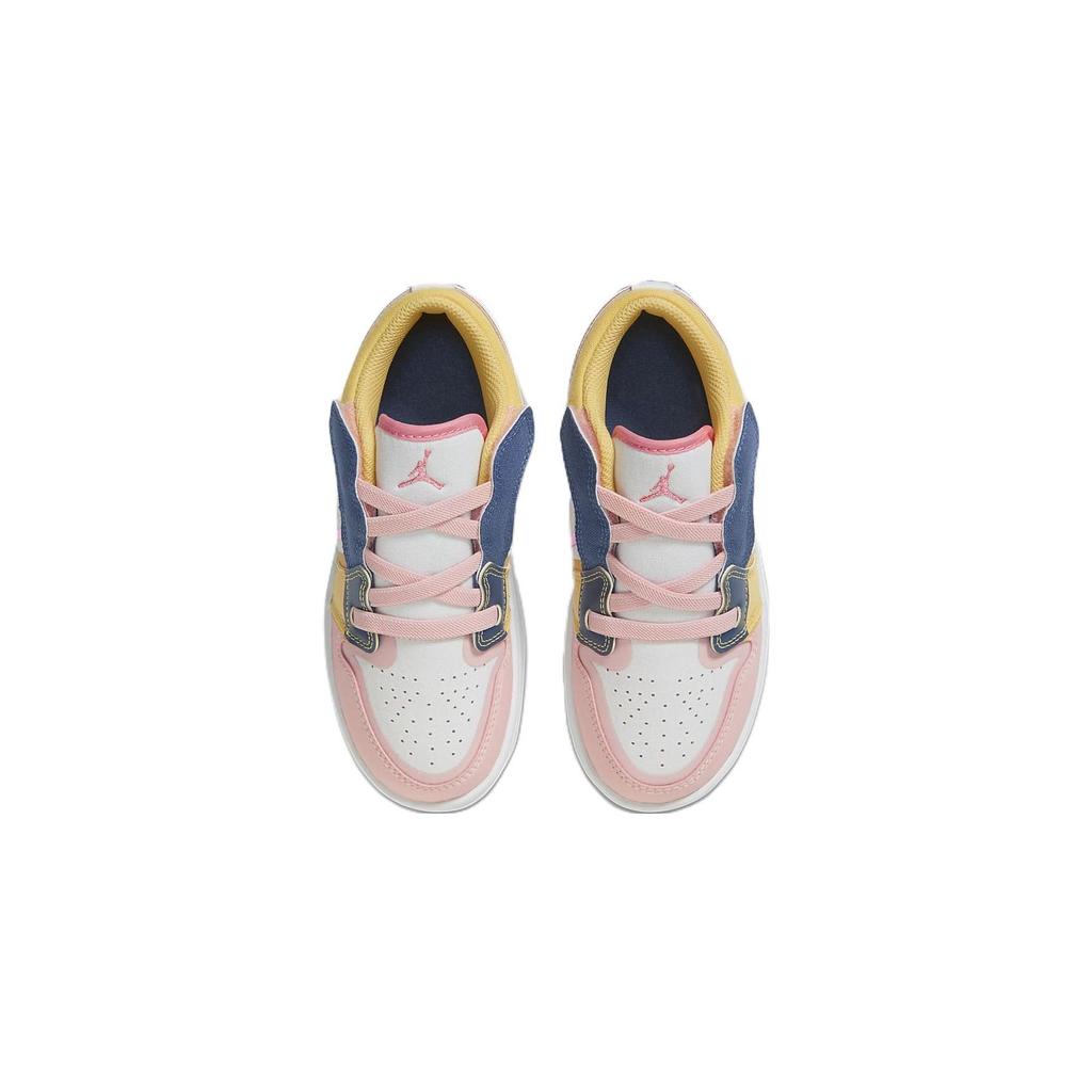 Air Jordan 1 Low ALT SE PS Multi-Color Canvas Kids Sneakers White French-Blue Topaz-Gold FD2655-100