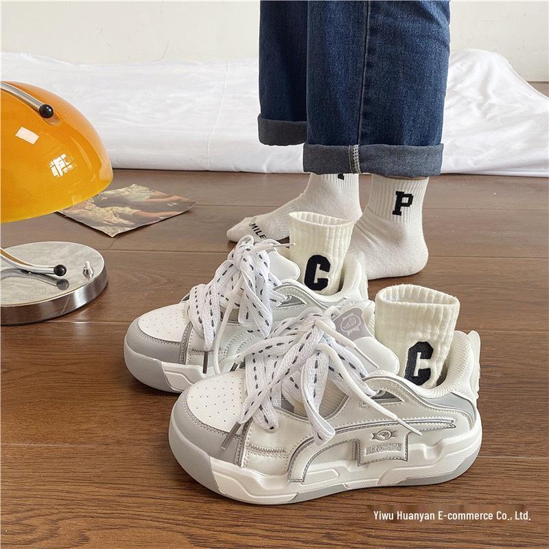 Pantofi de Skate Negri pentru Bărbați, care Măresc Înălțimea, Antiderapanți - Cu Talpă Groasă și Versatili pentru Sporturi Casuale