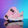 New Small Four-wheel Runaway Shoes Pulley Shoes Boys and Girls Students Skates Pulley Shoes Rotating Buckle Pulley