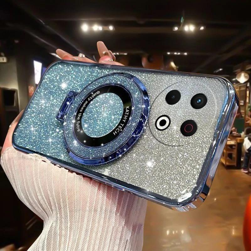 

Роскошный чехол с блестками и подставкой для Tecno Spark 30 4G 30 pro 30c Чехол-подставка для Tecno Camon 30S Pro 30s 4G Tecno Spark 30 Pro4G синий