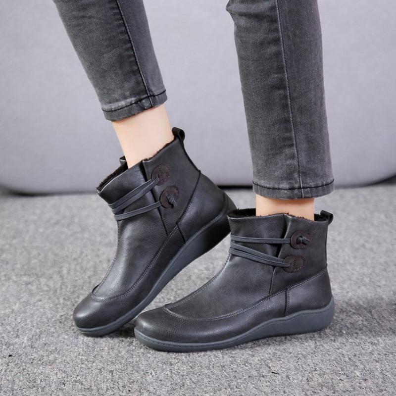 New Autumn And Winter Shoes Boots Fat British Wind Retro Boots High Quality PU Waterproof Warm Women's Booties