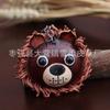 First Layer Cowhide Little Lion Keychain Pendant Locomotive Car Key Chain Accessories Bag Pendant Cute Little Gift