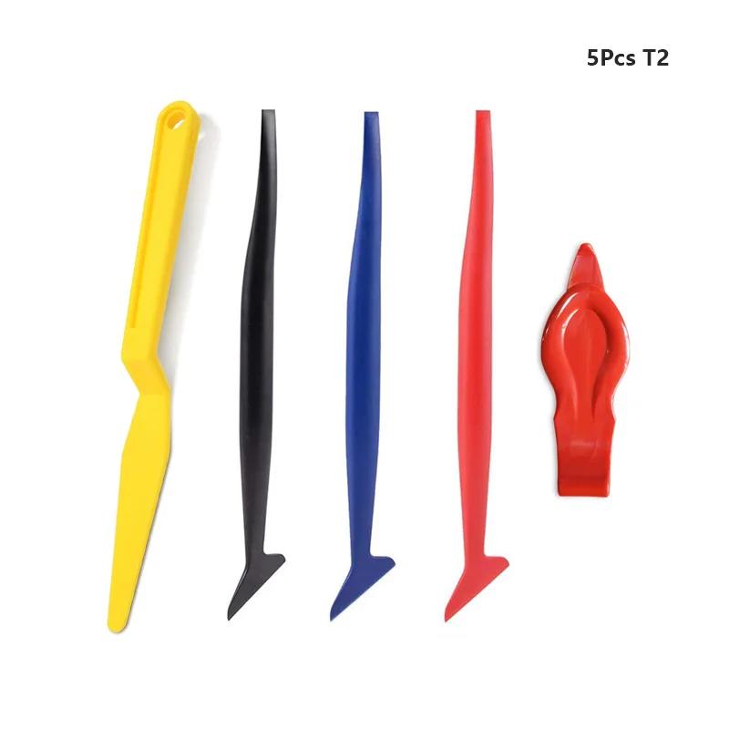 5Pcs Car Vinyl Wrap Tool Kit Flexible Micro Stick Corner Squeegee Curves Slot Tint Tucking Tool with Different Hardness