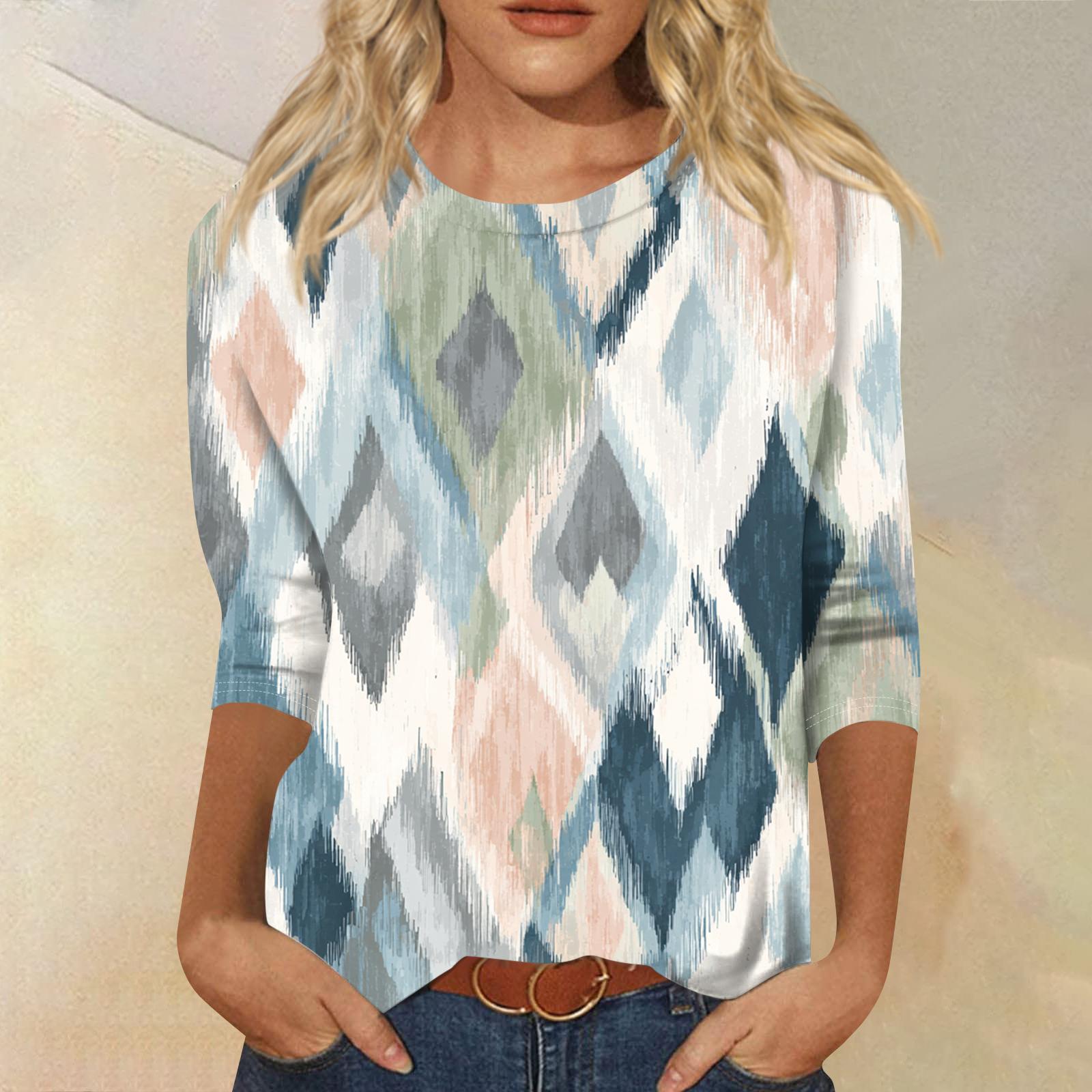 

Женская модная повседневная футболка с круглым вырезом, рукавом три четверти и градиентным принтом XXXXL белый