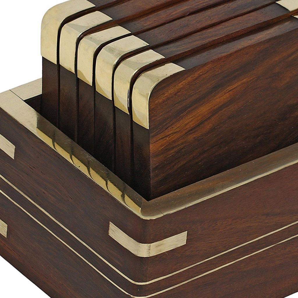 Wooden Drink Coasters Wood Table Coaster Set of 6 for Tea Cups Coffee Mugs Beer Cans Bar Tumblers and Water Glasses