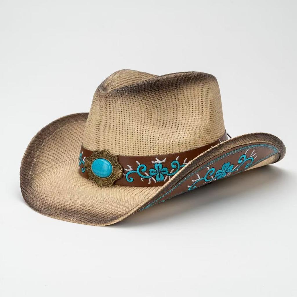 New Western Cowboy Jazz Hat Men's Outdoor UV Protection Big Eaves Sunshade Sun Protection Farm Knight Hat