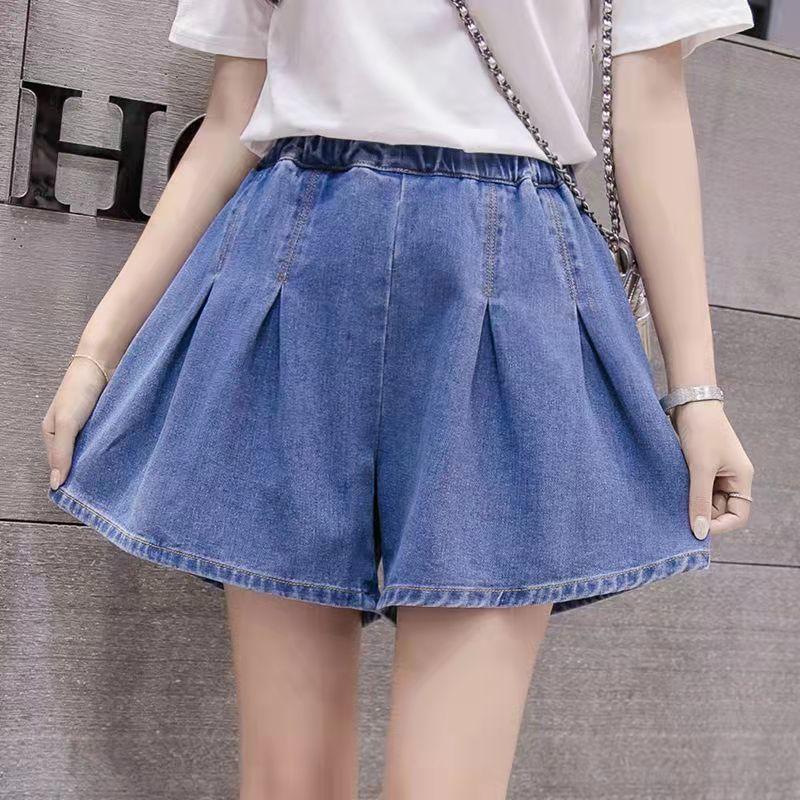 Girls Denim Pearl Short Skirt Summer Fashion Pleated Skirt Children's Culottes