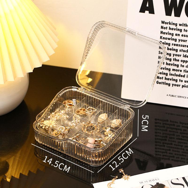 Clear Jewelry Storage Box with 2 Layers and Multiple Compartments for Earrings, Rings, Necklaces and Bracelets
