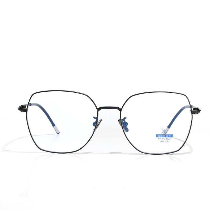 Glasses Square Myopia Glasses Frame Blue Light Metal Titanium Frame Plain Mirror Women Simple Flat Mirror Men