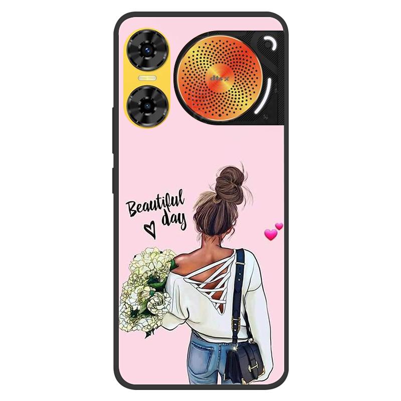 For ZTE Nubia Music 2 Case 2025 Soft Black Silicone Bumper Butterfly Painted Phone Cover for Nubia Music2 Cases Fundas Capa