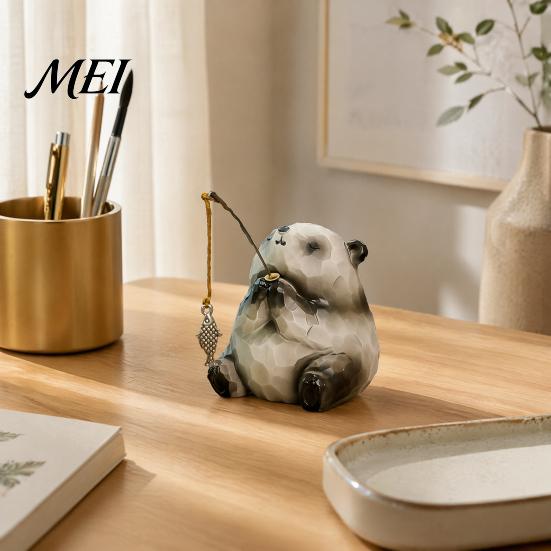 Modern Desktop Plant Holder Leisure Fishing Frog/Cat/Panda/Bear Statue Ornaments, Clear Mini Vases Miniature Cute Animal Ornaments Figurines