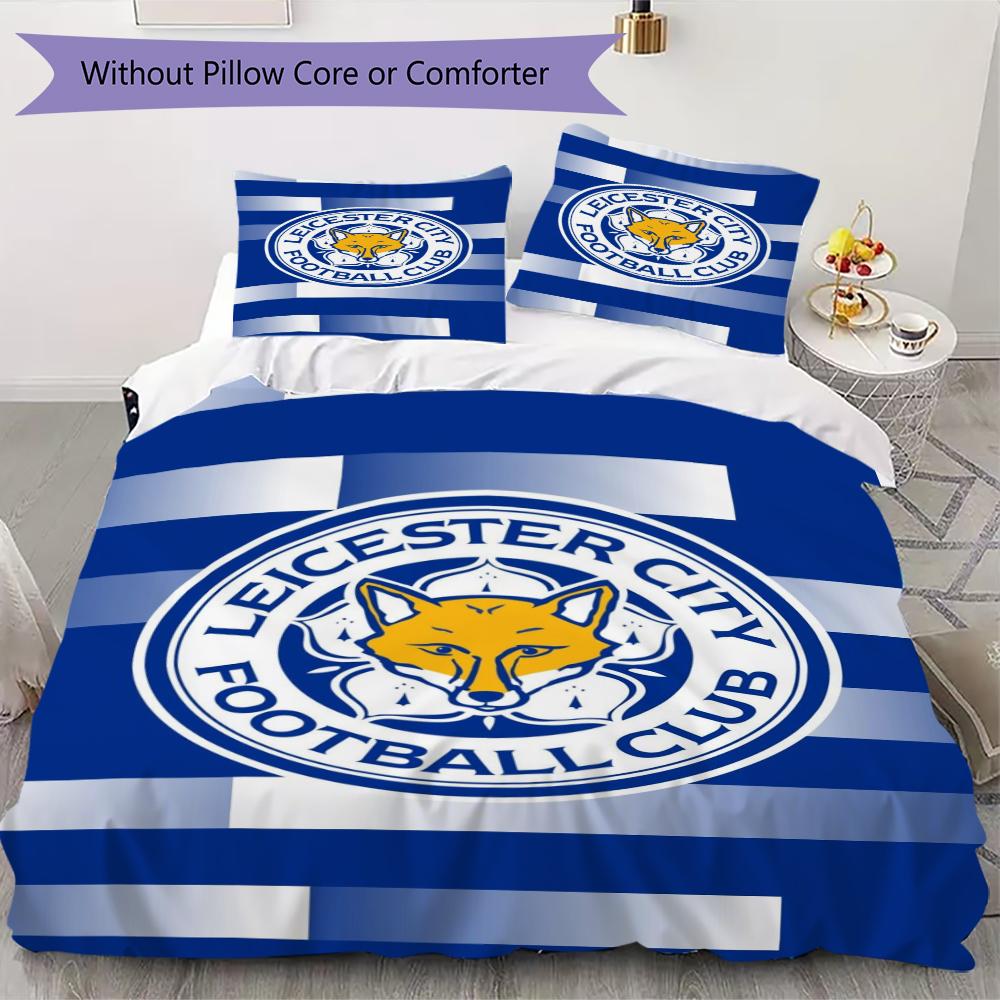 Leicester City Μοτίβο Σετ Κλινοσκεπασμάτων Κουβέρτα Κάλυμμα Μαξιλαροθήκη Διακόσμηση Σπιτιού Δώρο Γενεθλίων (1 * παπλωματοθήκη + 2 * μαξιλαροθήκη χωρίς πυρήνα)70