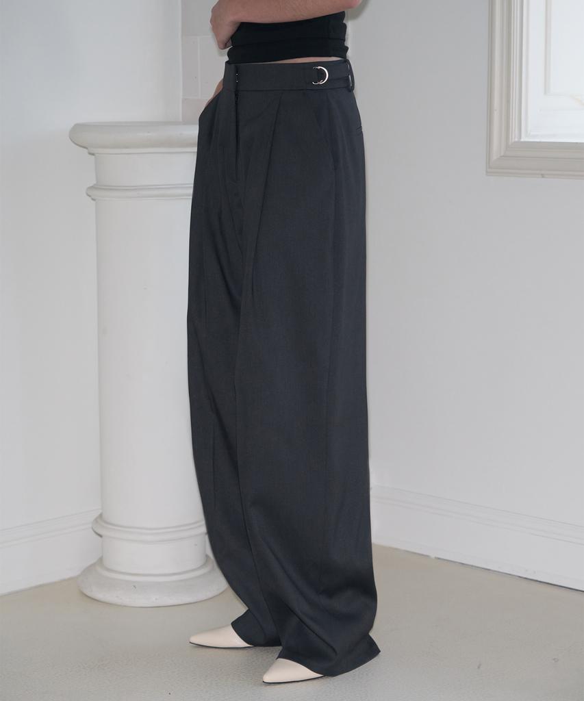 Kiyamo Side Flap Wide Slacks_Charcoal