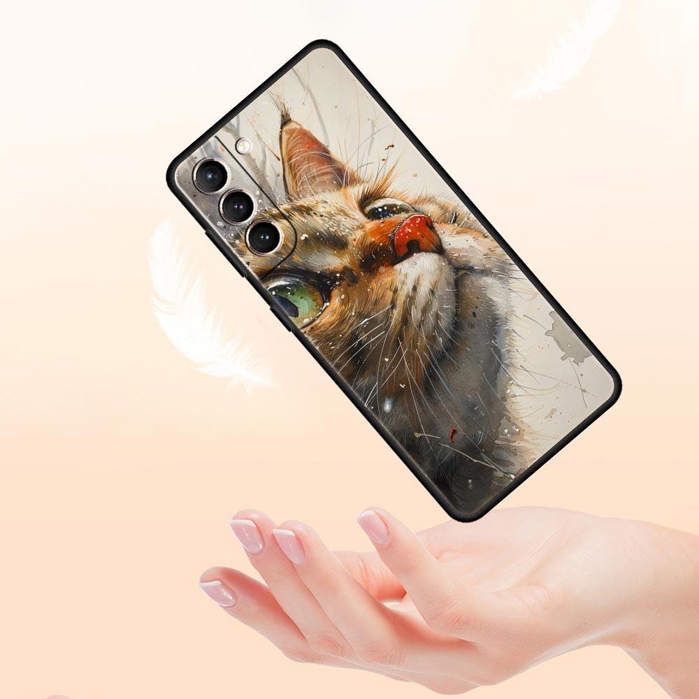 Cute Cat Phone Case Cover for Samsung Galaxy S26 S25 S24 S23 S22 S20 S21 FE Ultra S25 Edge Plus 5G Soft TPU Shell Fundas Capas