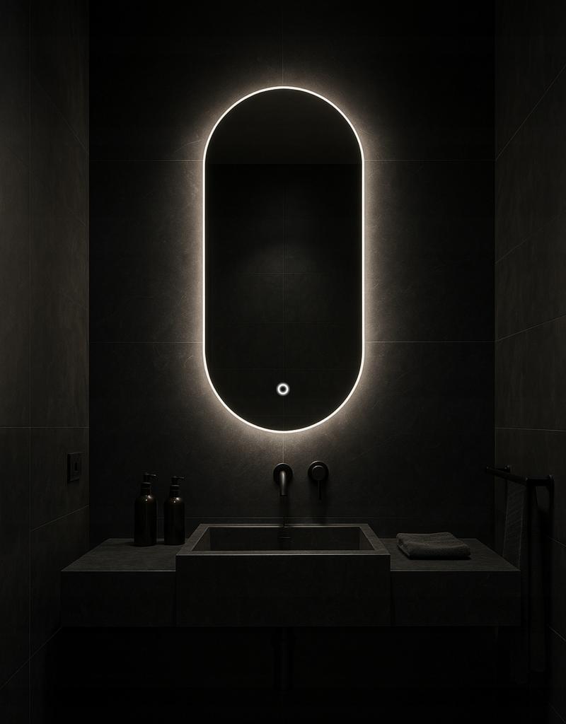 Lustro Owalne Led 75X115 Z Włącznikiem Dotykowym Wodoszczelność Ip65 Luna
