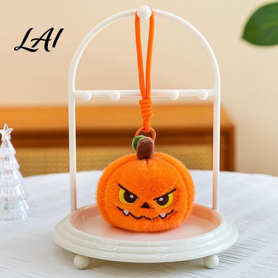 Small Halloween Decorations Pumpkin Plush Keychain Cute Spooky Stuffed Toy Pendant for Bag Charm Keys Soft Mini Doll Hanging Ornament Festival