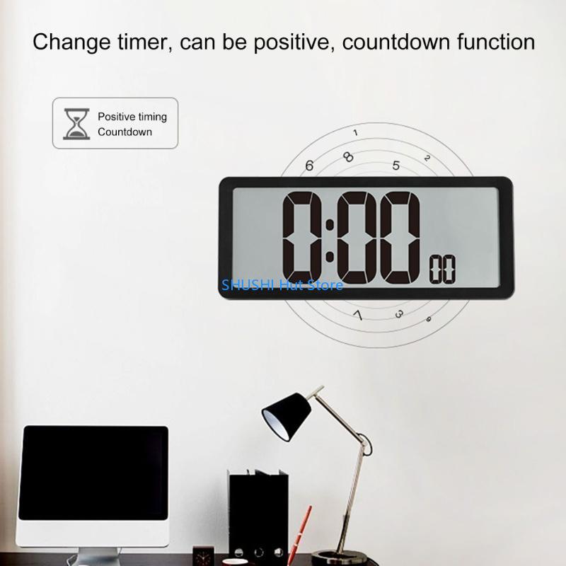 Large LCD Wall Clock with Temperature Date Display for Home Office Decoration D57B