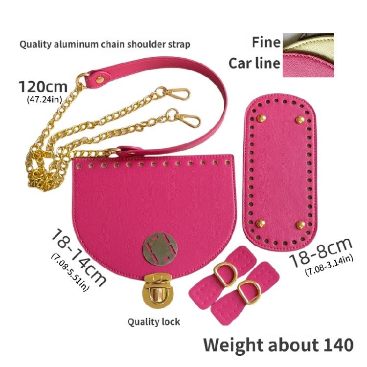 Leather Bag Making Kits DIY Leather Bag Knitting Set Shoulder Strap Top Zipper Lock for Crochet Handbag Shoulder Bags