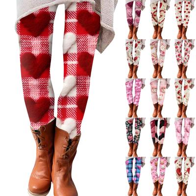 Damenhose zum Valentinstag, 3D-bedruckte, weiche Stretch-Leggings, lässige Pyjamahose für Zuhause