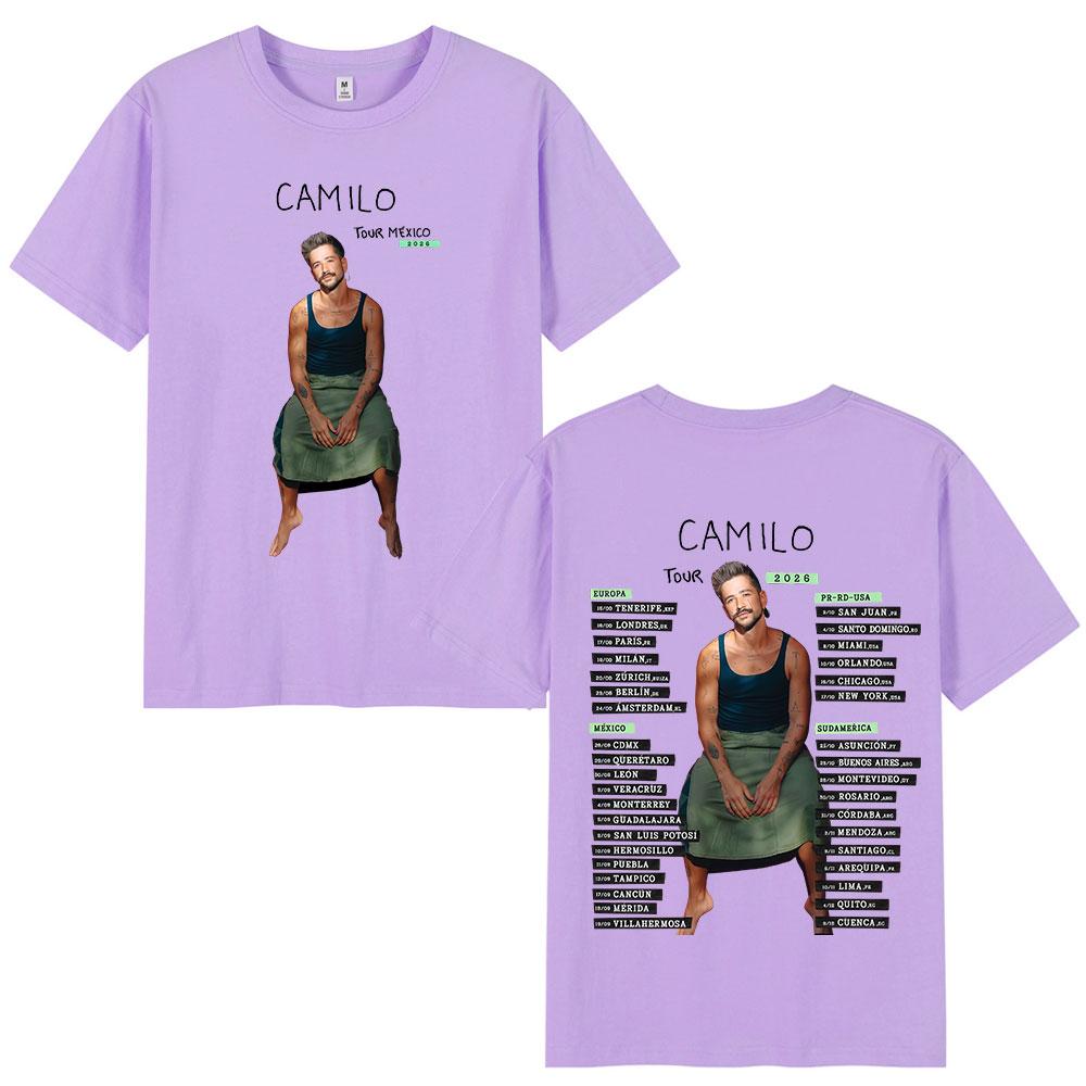 Singer Camilo Tour 2026 Merch Tshirts Unisexs Women Clothing Fashion Hip Hop Oversized T Shirts Cotton Casual T Shirt Streetwear