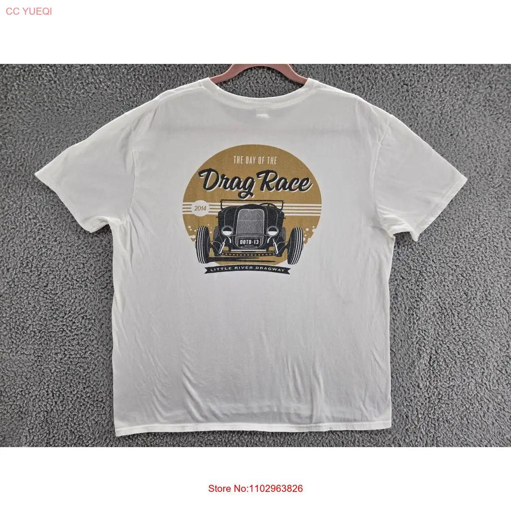 Little River Dragway T Shirt Mens XL Drag Race White Double Sided Vintage Washed Fashion Unisex Streetwear