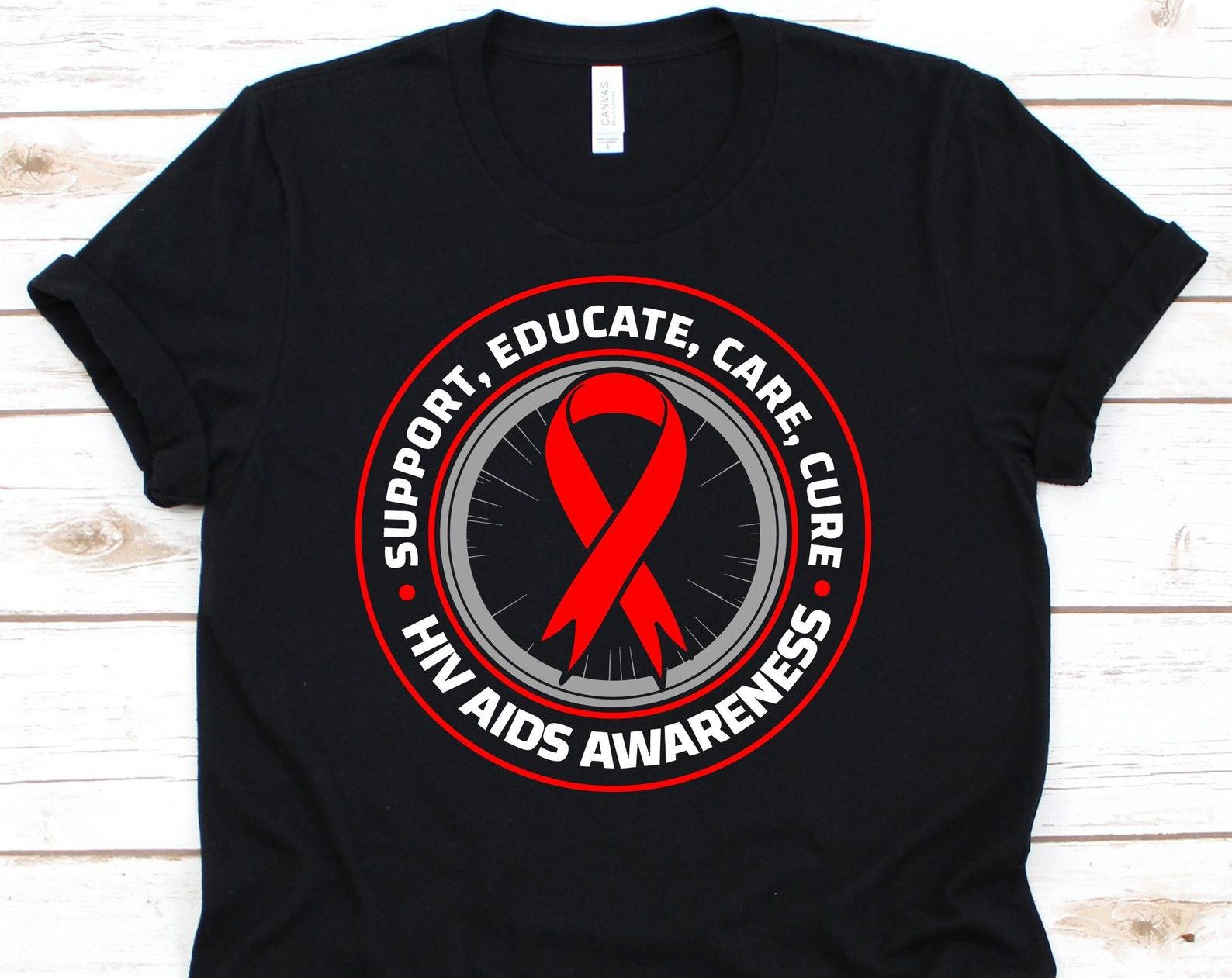 HIV Shirt, HIV, AIDS, Immune System Disease Shirt, Aids Awareness, Red Ribbon Shirt, Immune Deficiency, Aids Shirt 4XL
