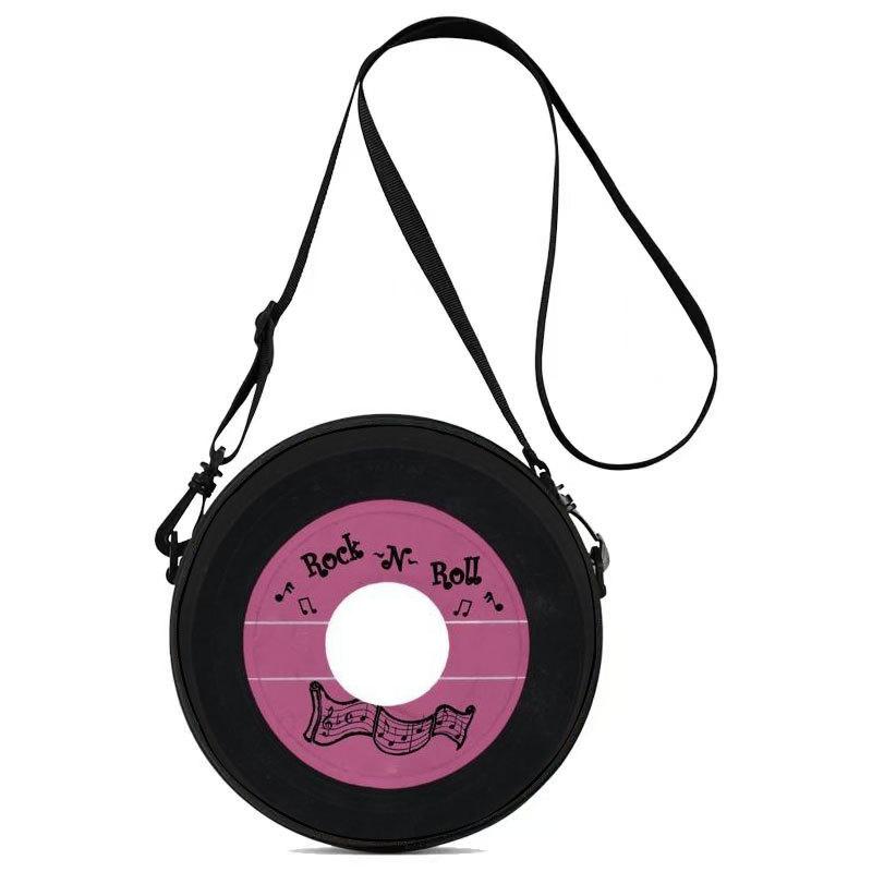 Women'S Personalized Vinyl Record Small Round Bag Can Be Carried And Carried Polyester Multi-Functional Cosmetic Bag Storage Bag