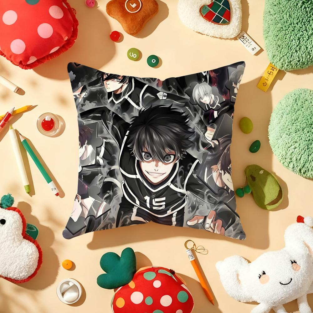 Anime BBLUE LLOCK Cushion Cover Plush Fabric Soft DoubleSided Printed Sofa Warm Winter Home Gift Pillow Cover