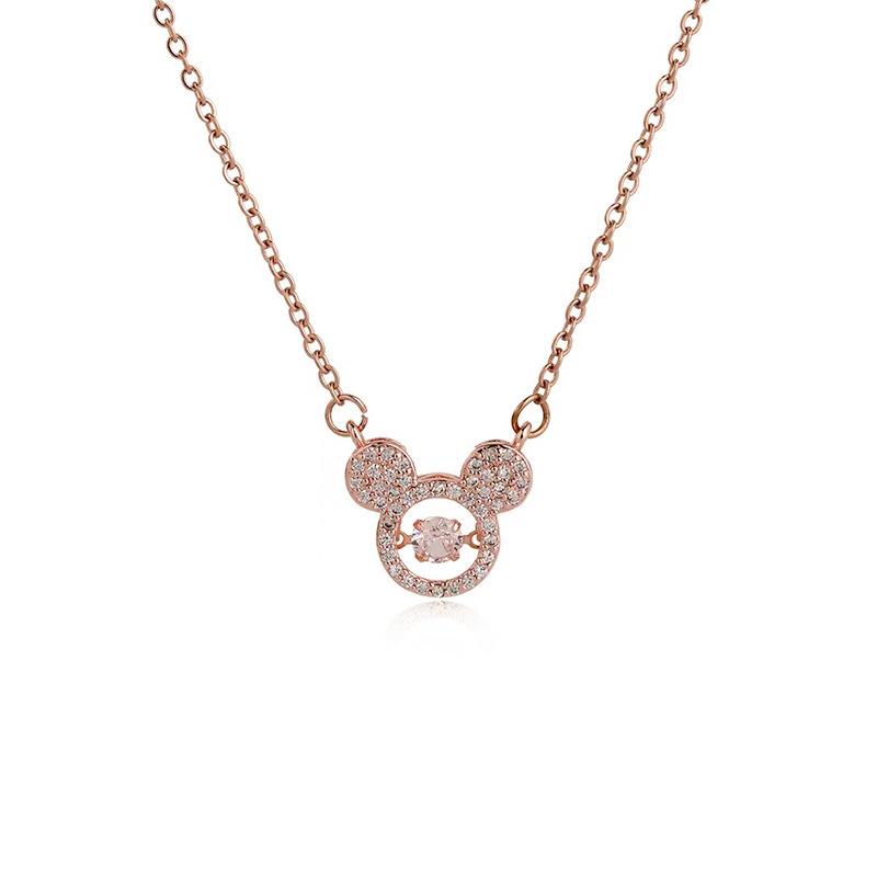 Fashion Bear Necklace Female Niche Temperament Micro-inlaid Zircon Smart Pendant Joker Luxury Titanium Clavicle Chain