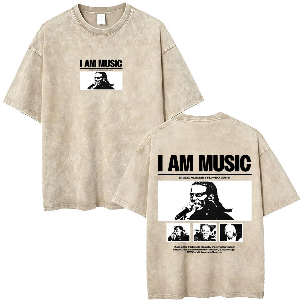 Camiseta Retro Lavada con Logo de Playboi Carti I AM MUSIC, Camiseta Opium Ken Carson Homixide Gang Antagonist, Camiseta 2146