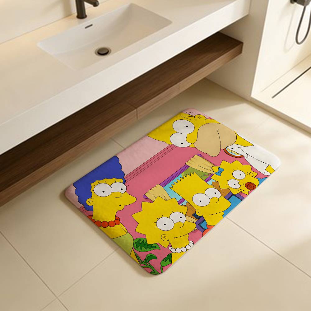 Funny S-Simpsons Cartoon Entrance Door Mat Washable Non-Slip Living Room Sofa Chairs Area Mat Kitchen Welcome Doormat