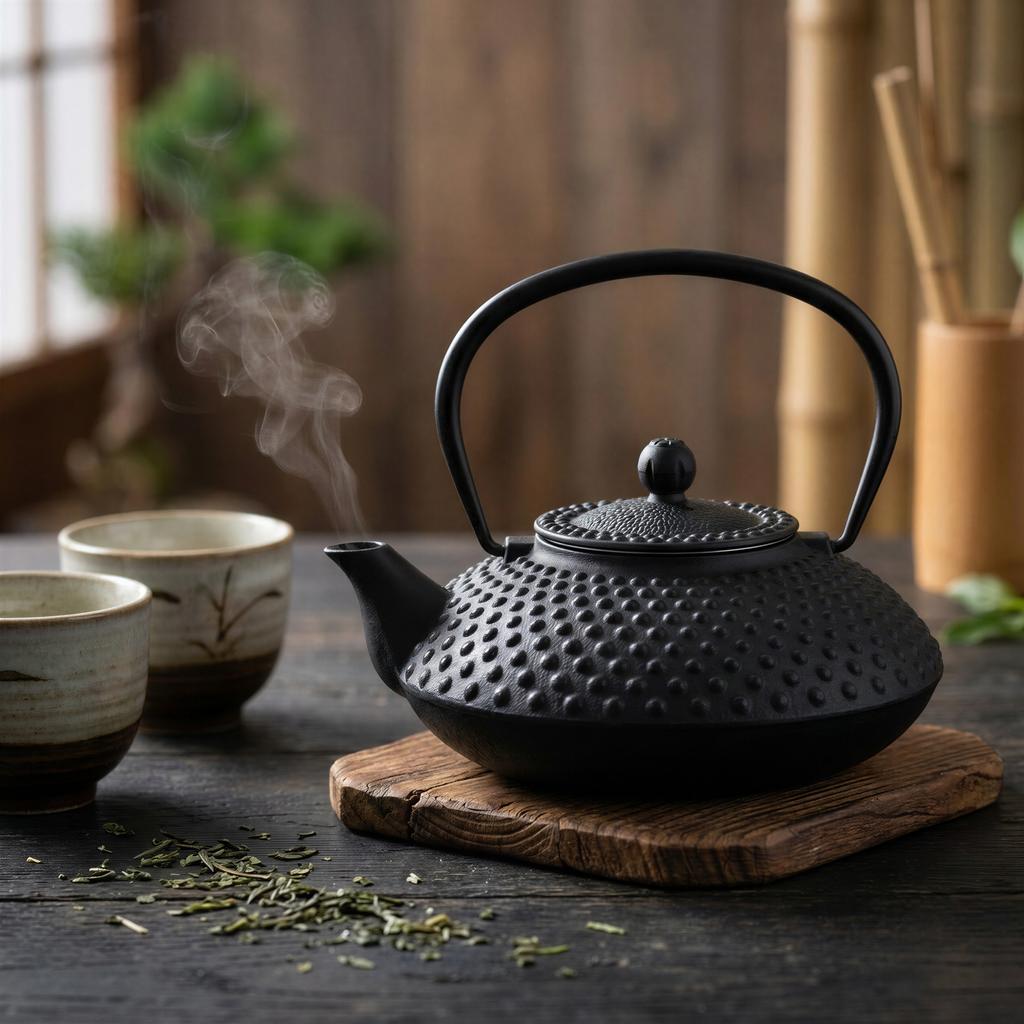CAST IRON KETTLE 1.25L BLACK STEEL INFuser for Tea and Herbs