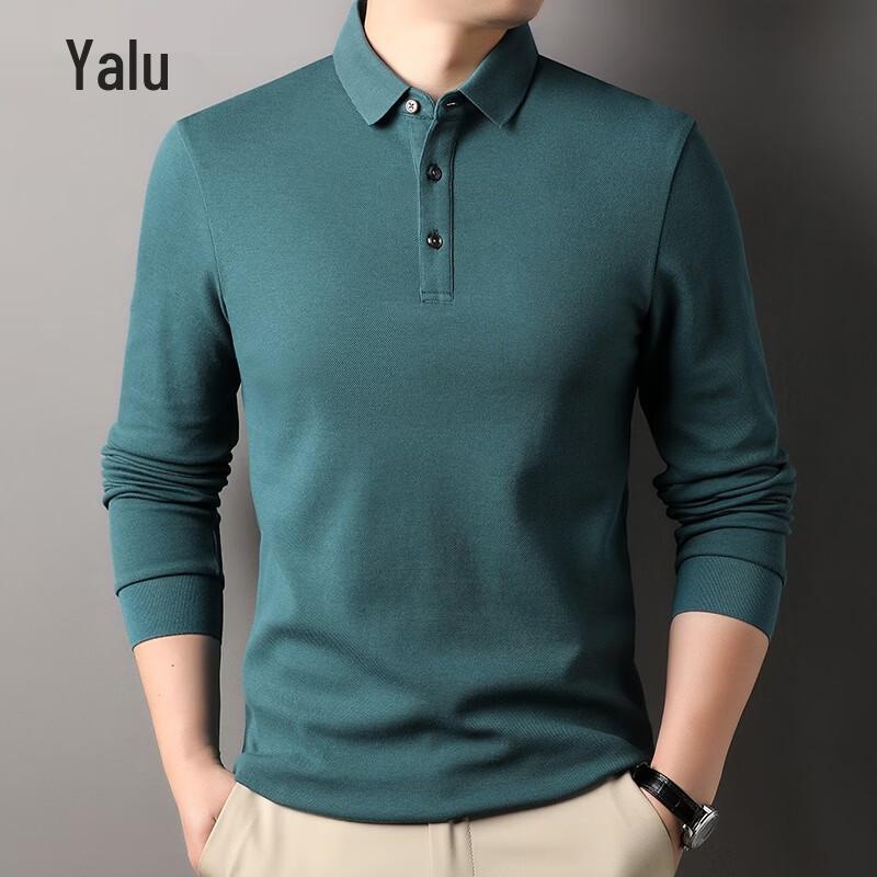 Yalu Men's Pure Cotton Long Sleeve Polo Shirt