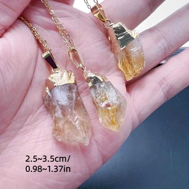Natural Brazil Yellow Crystal Pendant With Water Droplet Design For Diy Jewelry Making