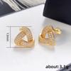 Hong Kong Style Retro Geometric Full Diamond Stud Earrings Women, Fashion Commuting Trend Three-Dimensional Texture Triangular Earrings