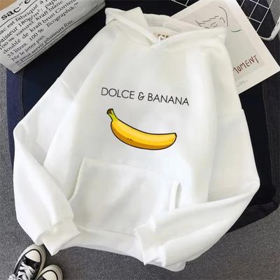 Winter Autumn Fashion Dolce Banana Graphic Print Women Casual Hoodie