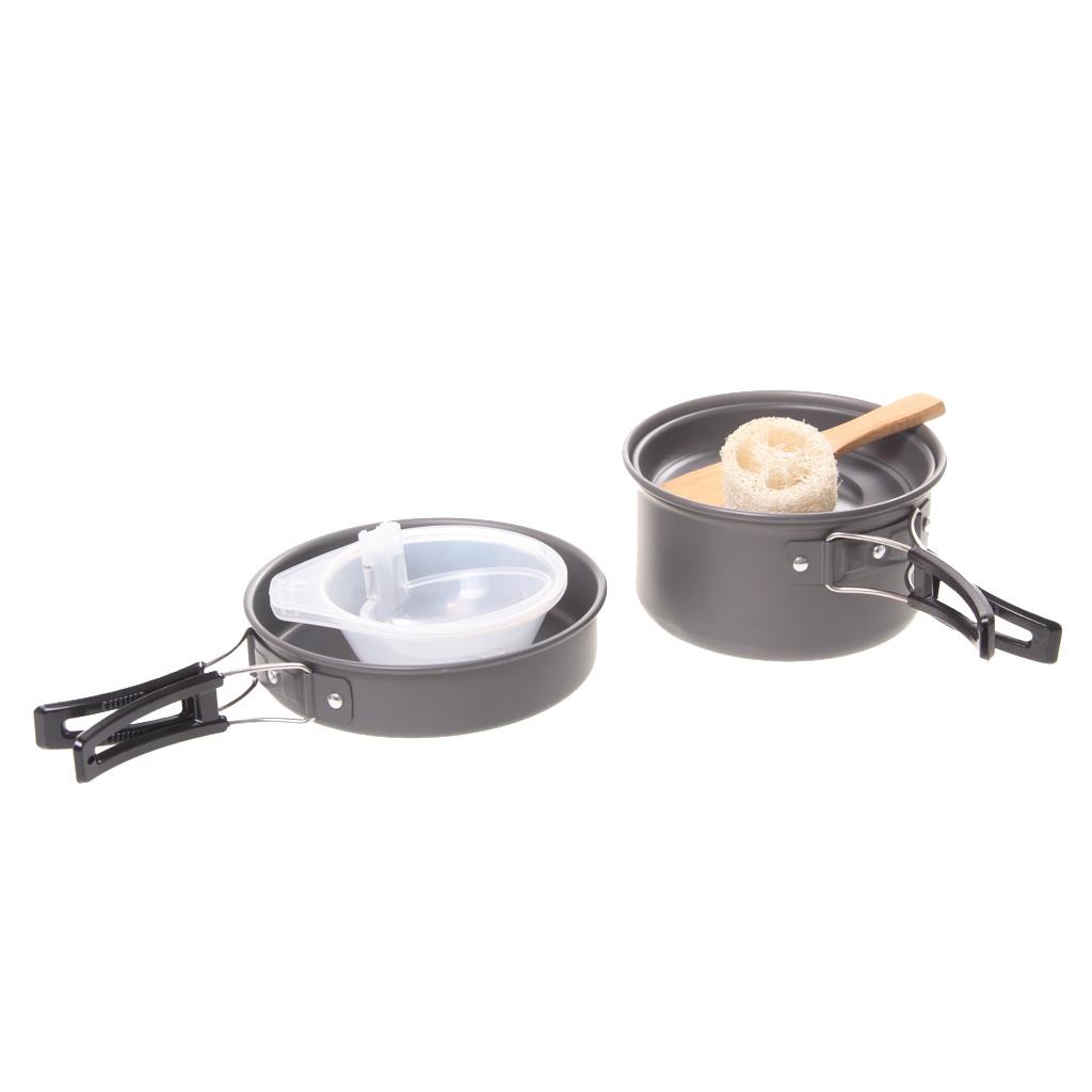 Outdoor Camping Cookware Cooking Picnic Spoon Bowl Pot Pan Kit