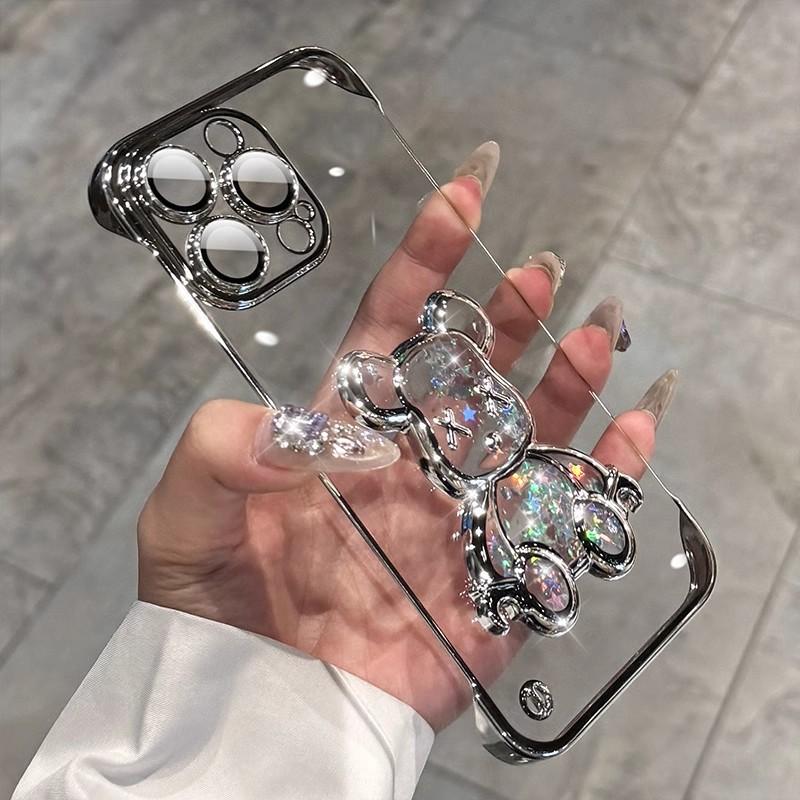 Borderless, Suitable for Apple 16proMax, Sand Violent Bear Phone Case, IPhone15 Ultra-thin Anti-drop Case