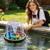 16cm Round Solar Fountain Pump Outdoor Garden Water Pool Decoration with RGB LED Lights and Solar Panel Powered Water Sprayer for Pond