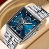 VA VA VOOM Original Brand Quare Classic Design Quartz Watch Men Multifunctional Luxury Night Light Timer Stainless Steel Watch