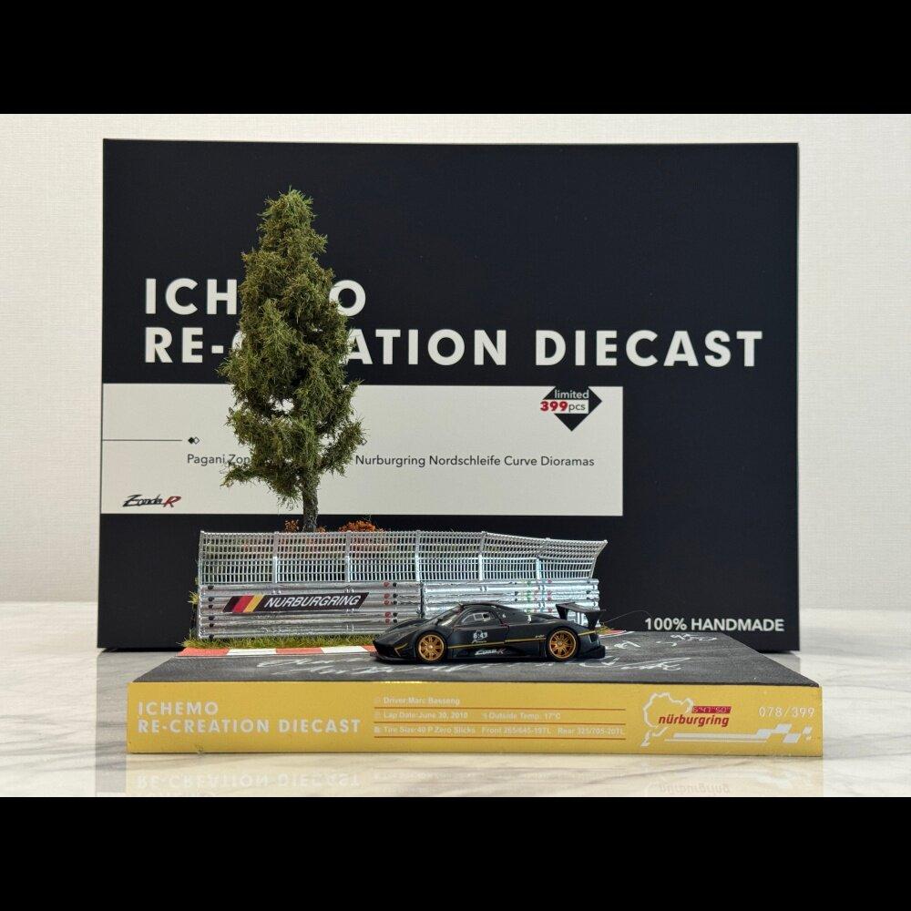 Nieuw op voorraad Ichem 1:64 Miniatuur Pagani Zonda R Auto Model Speelgoed Zwart Koolstofvezel Legering Nürburgring Voor Verzamelaars Display black