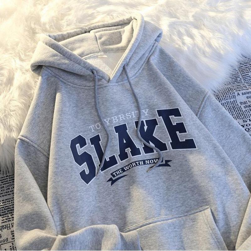 Women Long Sleeve Hooded O Neck Loose Pullovers Female Tops Solid Color Sweatshirts