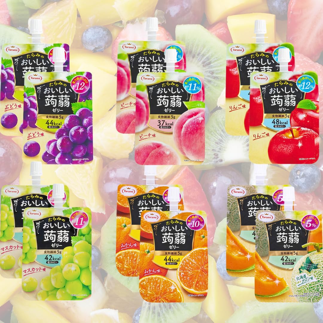 

Tarami Konjac Delicious Konjac 6 Popular Flavors of Total and Bulk Assorted Jelly, Jelly, (2 Each), 12-Piece Set, Grape, Peach, Apple, Muscat,