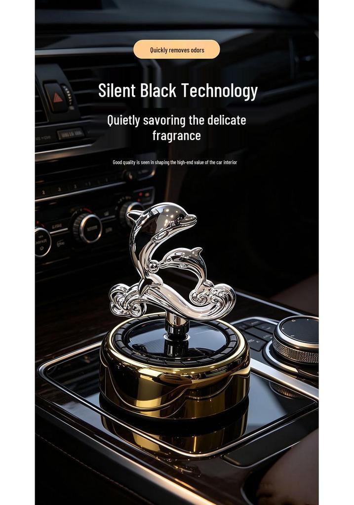 Dolphin Solar Car Air Freshener: Rotating Long-Lasting Perfume Ornament