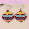 Holiday Earrings Set Featuring Santa Claus Stars Bells And Acrylic Material For Women