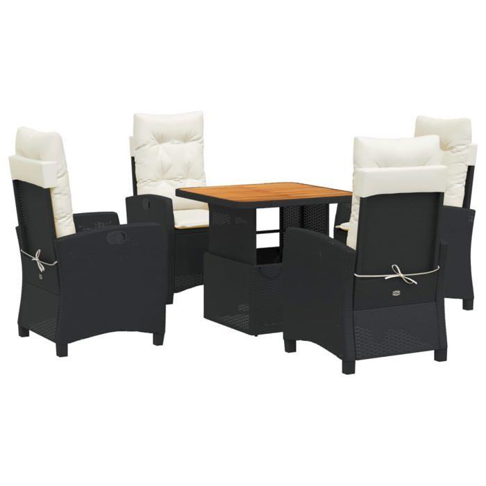 VidaXL 5-Piece Garden Dining Set with Cushions, Patio Table, Patio Furniture, Outdoor Furniture, Black 3277374