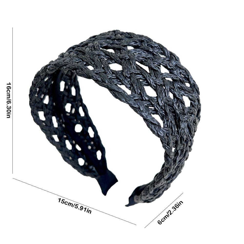 Elegant Woven Headband Wide Side Raffia Hairband Versatile Wide Brim Hairband  Holiday Style