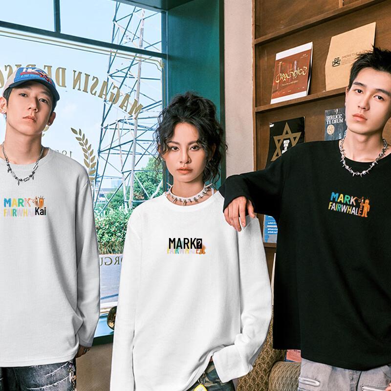 Mark Fairwhale Unisex Heavyweight Waffle Knit Long Sleeve Round Neck T-Shirt