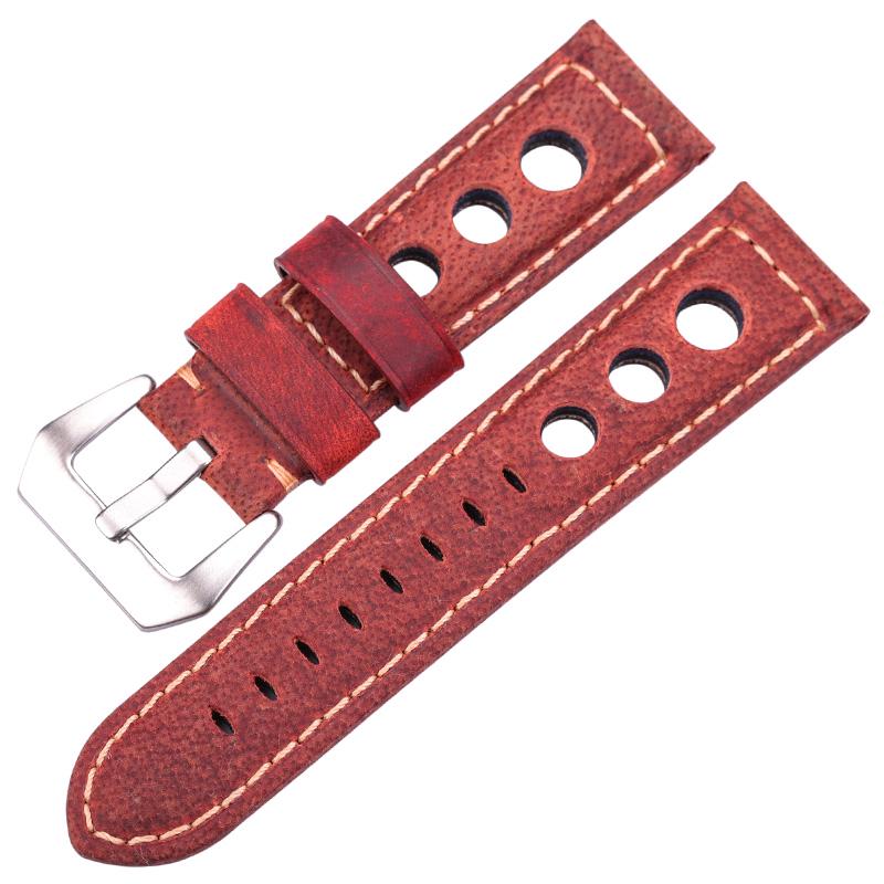 Cowhide Watch Strap Bracelet Vintage Genuine Leather 20mm 22mm 24mm Watchband Women Men Fashion Watch Band Belt with Pin Buckle
