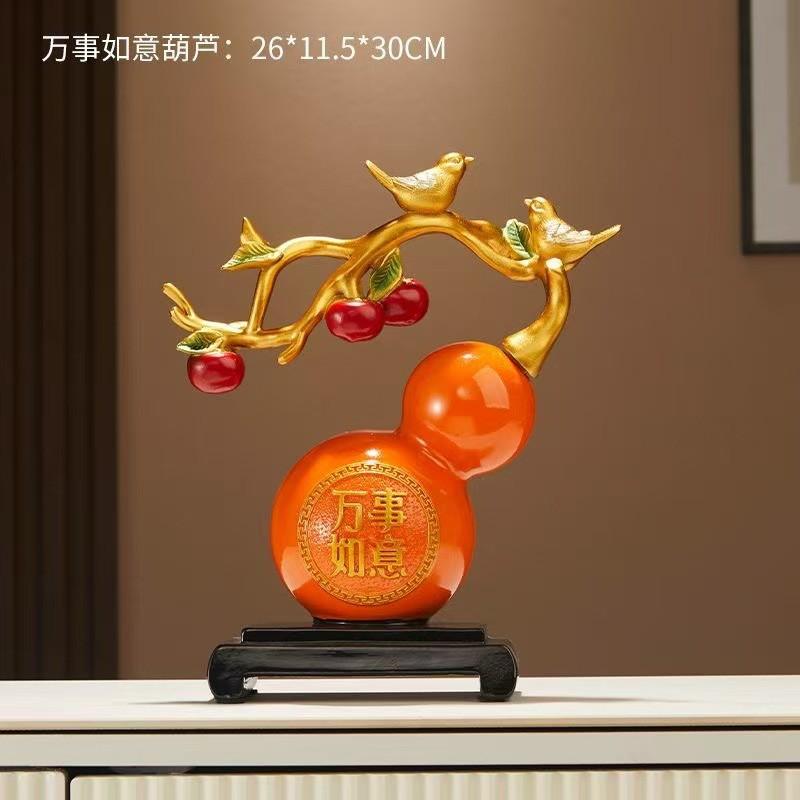 Resin Deer Gourd Home Decor Set Living Room Entryway TV Cabinet Shelf Modern Chinese Style Ornament Gift